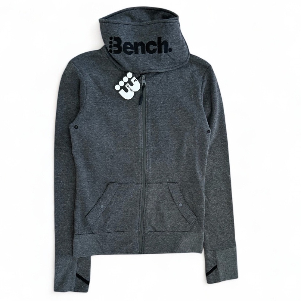 New Bench SAMPLE Women’s Wrap Neck Faining Tech Charcoal Black Full-Zip Jacket